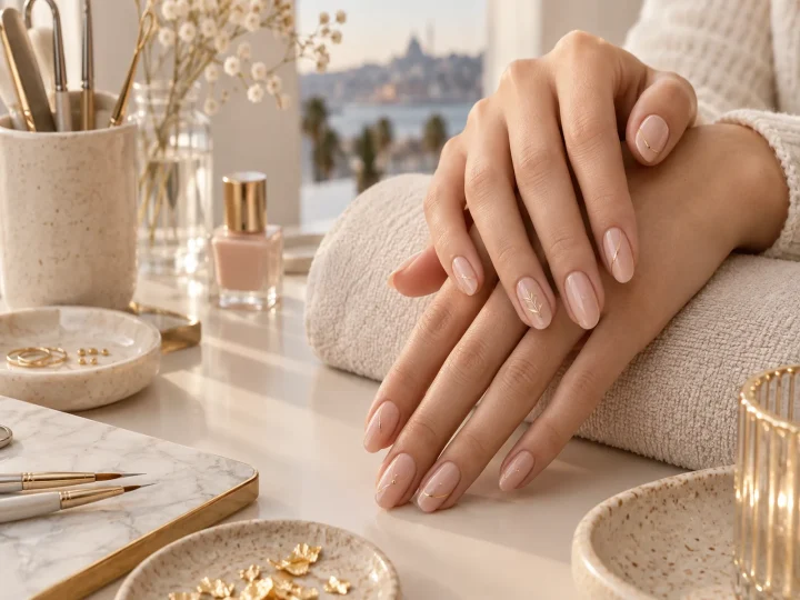 Minimal altın detaylı nail art temsili görseli